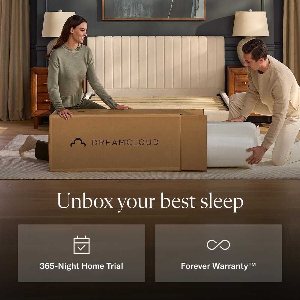 DreamCloud Luxe 14-Inch Hybrid Mattress, King, Medium – Zoned lumbar and edge support